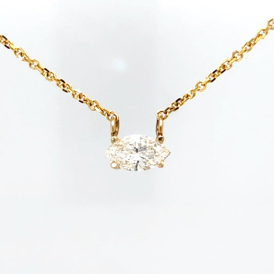 14KY 18" 0.70CT MARQUISE DIAMOND SOLITAIRE NECKLACE