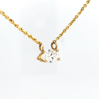 14KY 18" 0.70CT MARQUISE DIAMOND SOLITAIRE NECKLACE