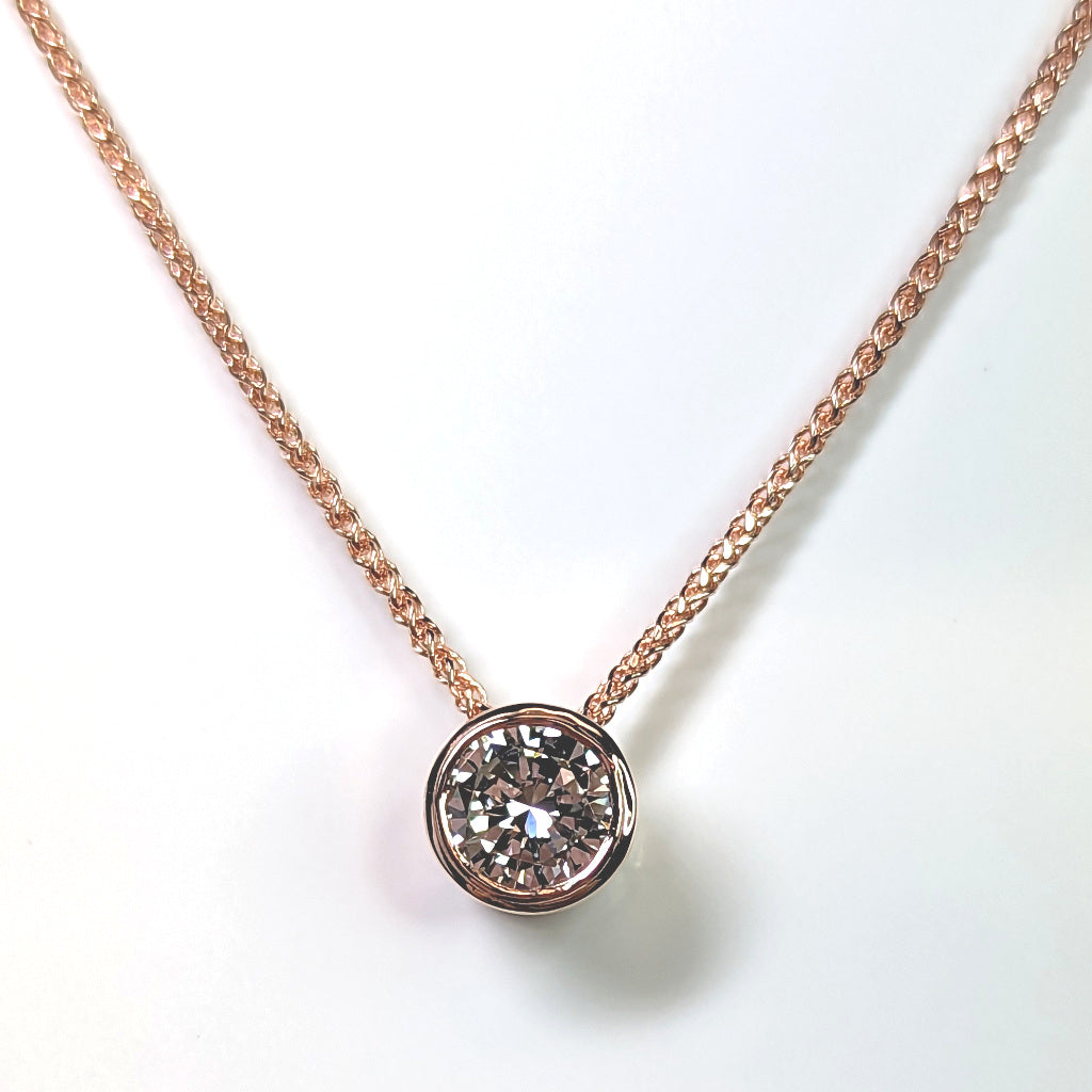 14KR 0.50CT ROUND BRILLIANT CUT BEZEL DIAMOND PENDANT