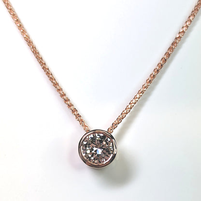 14KR 0.50CT ROUND BRILLIANT CUT BEZEL DIAMOND PENDANT