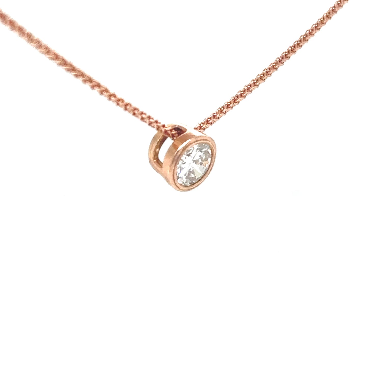 14KR 0.50CT ROUND BRILLIANT CUT BEZEL DIAMOND PENDANT