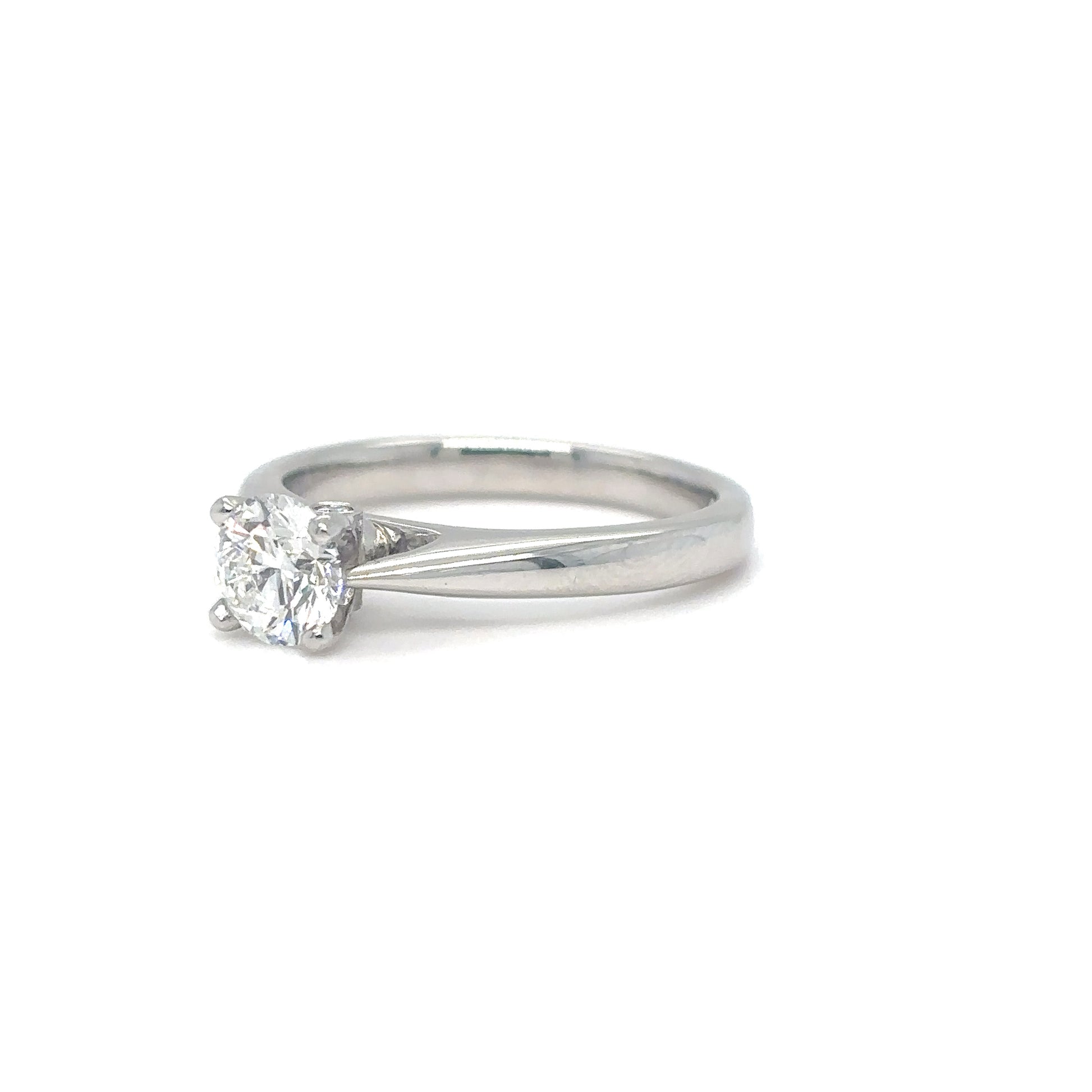 PLAT 0.79CTW ROUND BRILLIANT DIAMOND ENGAGEMENT RING SI1/F