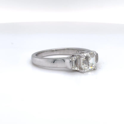 14KW 1.86CTW ASSCHER-TRAPEZE DIAMOND ENGAGEMENT RING