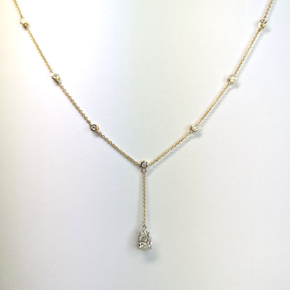 14KY 2.43CTW PEAR-ROUND DIAMOND STATION NECKLACE