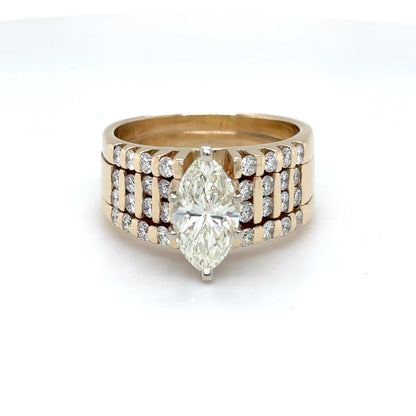 14KY 2.53CTW MARQUISE-RBC DIAMOND ENGAGEMENT RING