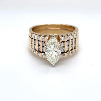 14KY 2.53CTW MARQUISE-RBC DIAMOND ENGAGEMENT RING