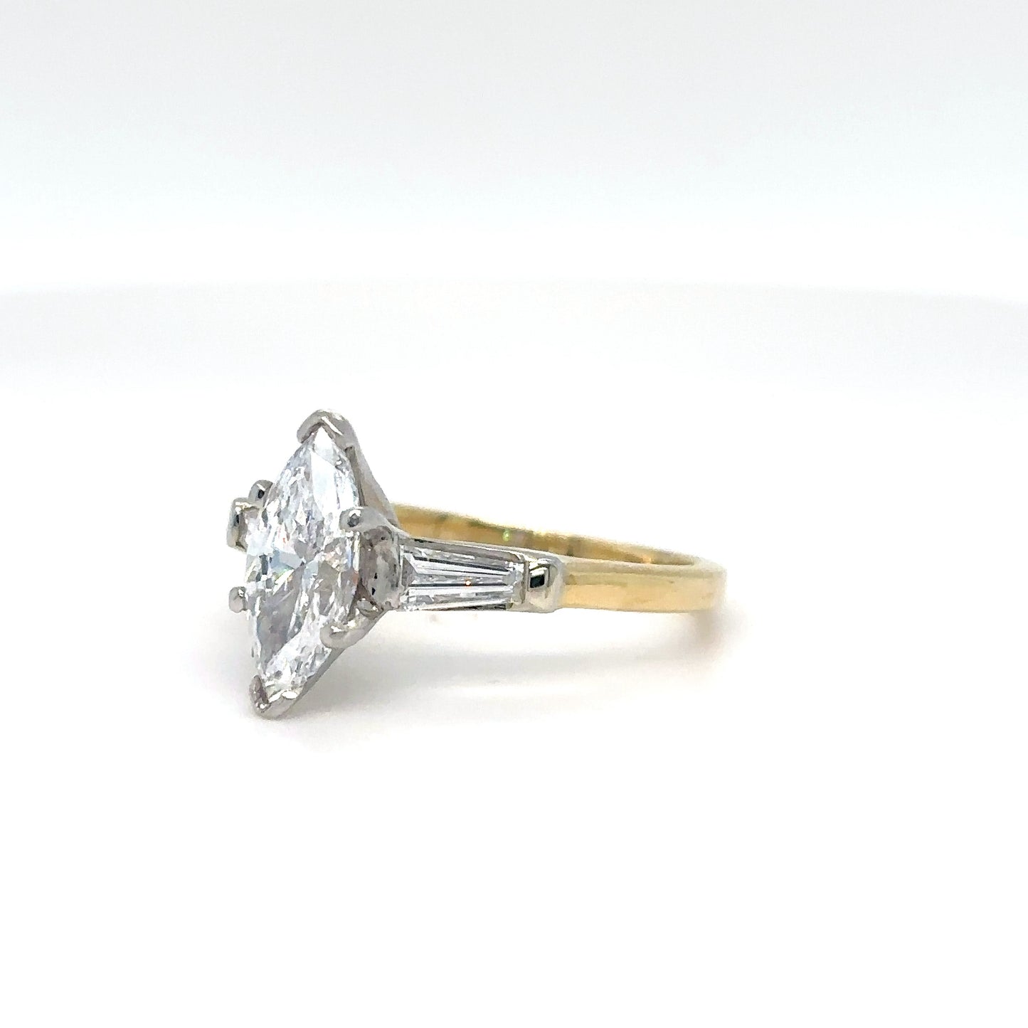 14KTT 1.48CTW MARQUISE-BAGUETTE DIAMOND ENGAGEMENT RING