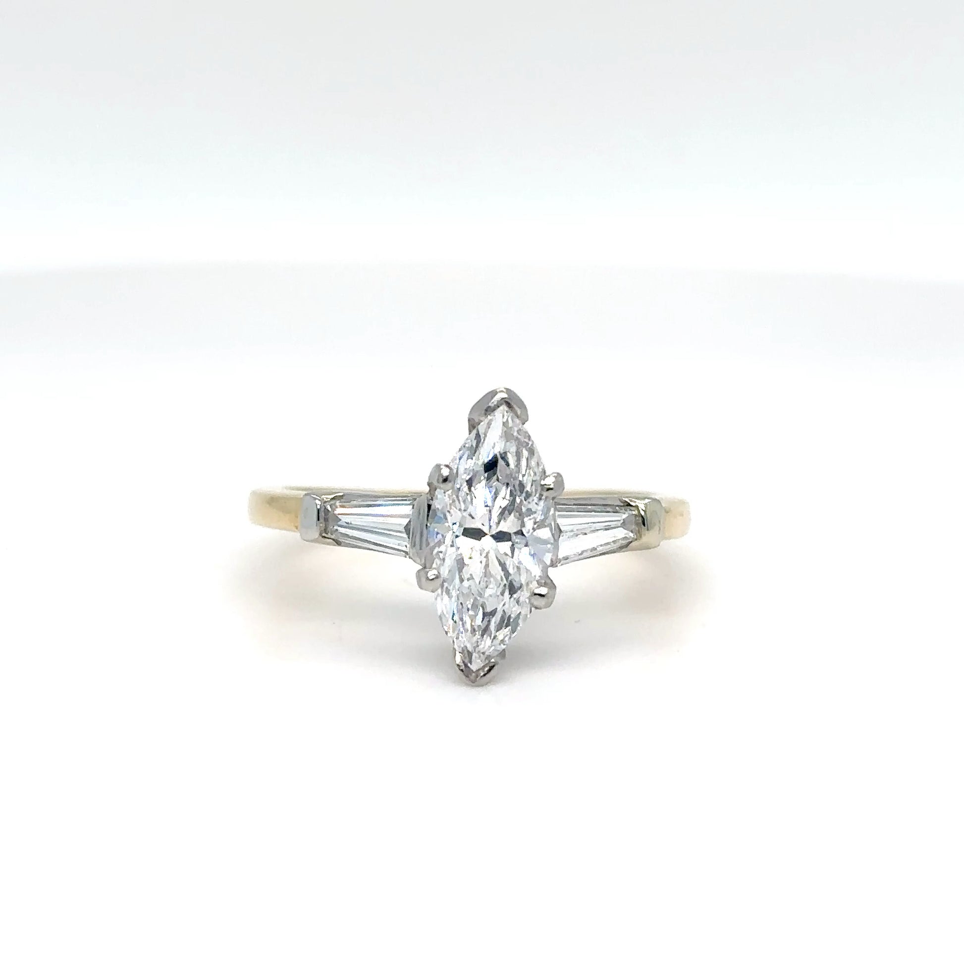 14KTT 1.48CTW MARQUISE-BAGUETTE DIAMOND ENGAGEMENT RING