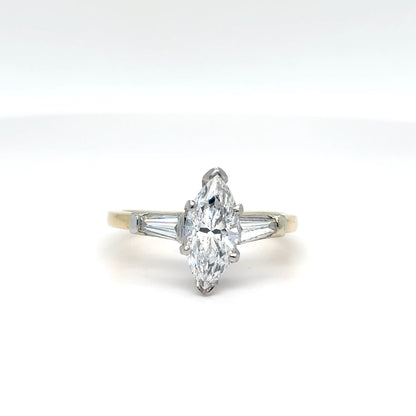 14KTT 1.48CTW MARQUISE-BAGUETTE DIAMOND ENGAGEMENT RING