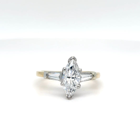 14KTT 1.48CTW MARQUISE-BAGUETTE DIAMOND ENGAGEMENT RING