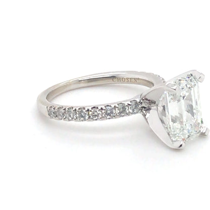 14KW 3.02CT LGD EMERALD CUT- NATURAL RBC ACCENT ENGAGEMENT RING