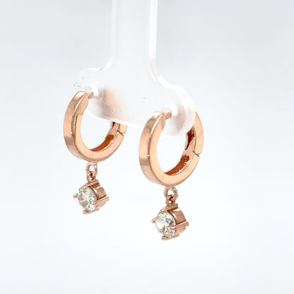14KR 0.72CTW ROUND DIAMOND 14.1MM DANGLE HOOP EARRINGS SI1/J-K