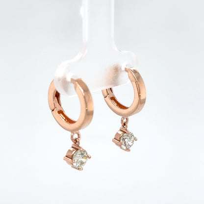 14KR 0.72CTW ROUND DIAMOND 14.1MM DANGLE HOOP EARRINGS SI1/J-K