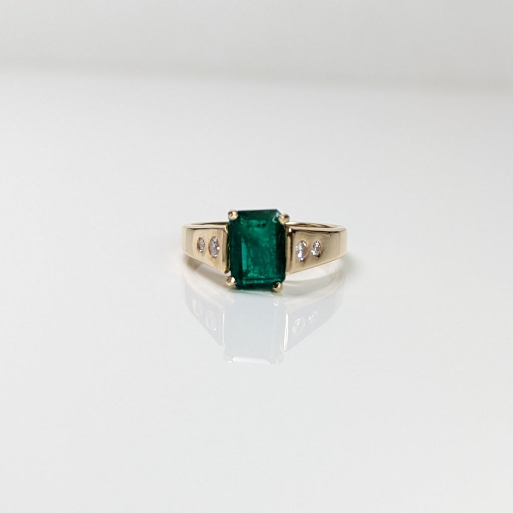 14KY 1.41CT EMERALD-DIAMOND RING "A"- SI/H-I