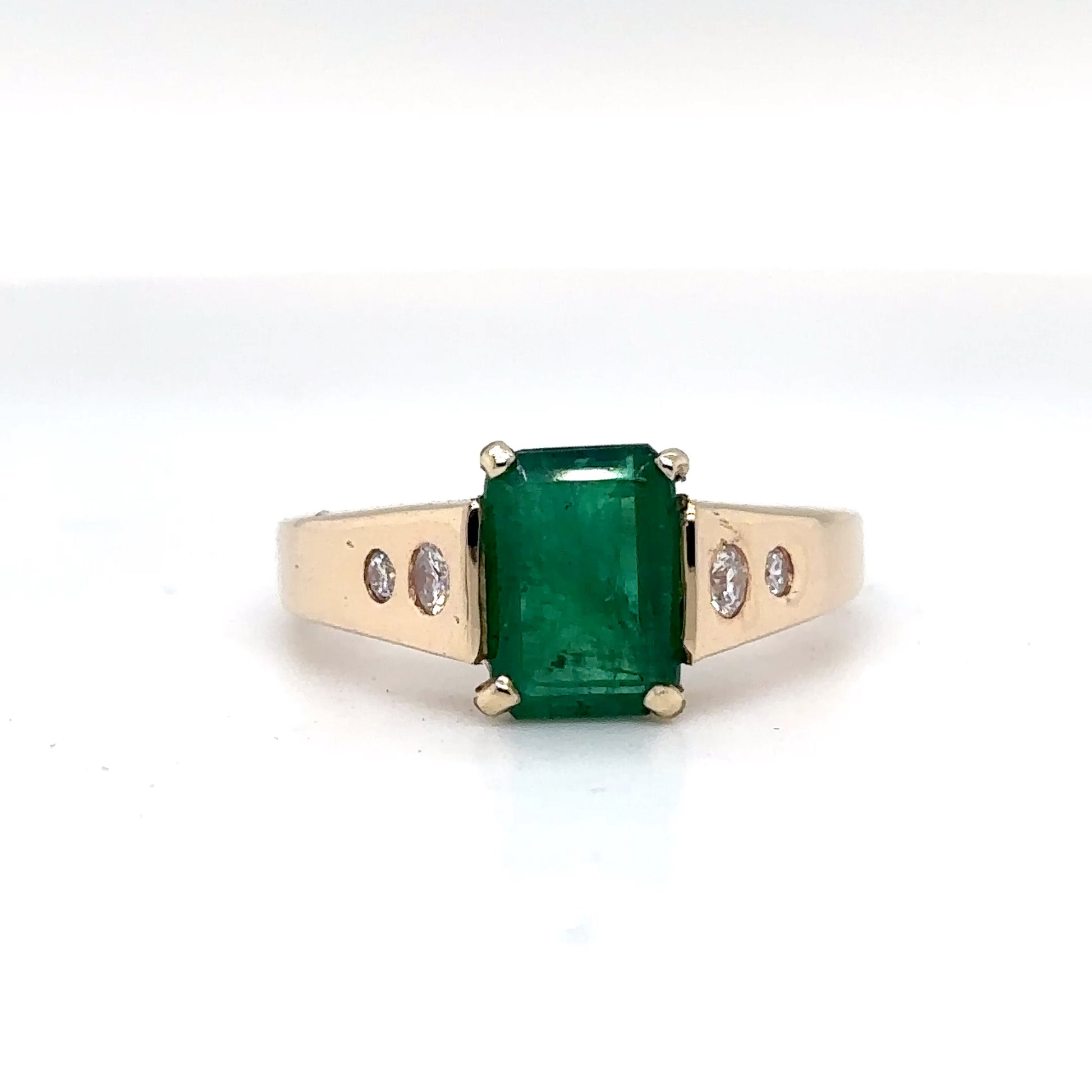 14KY 1.41CT EMERALD-DIAMOND RING "A"- SI/H-I
