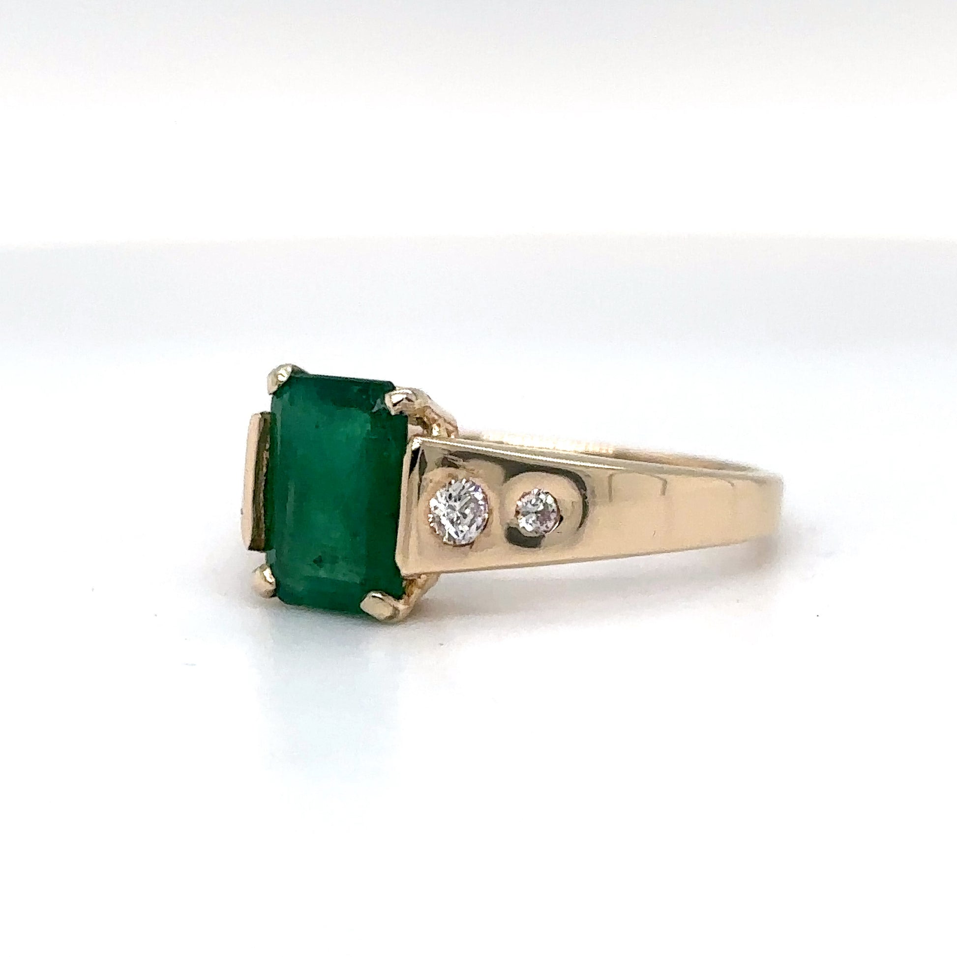 14KY 1.41CT EMERALD-DIAMOND RING "A"- SI/H-I