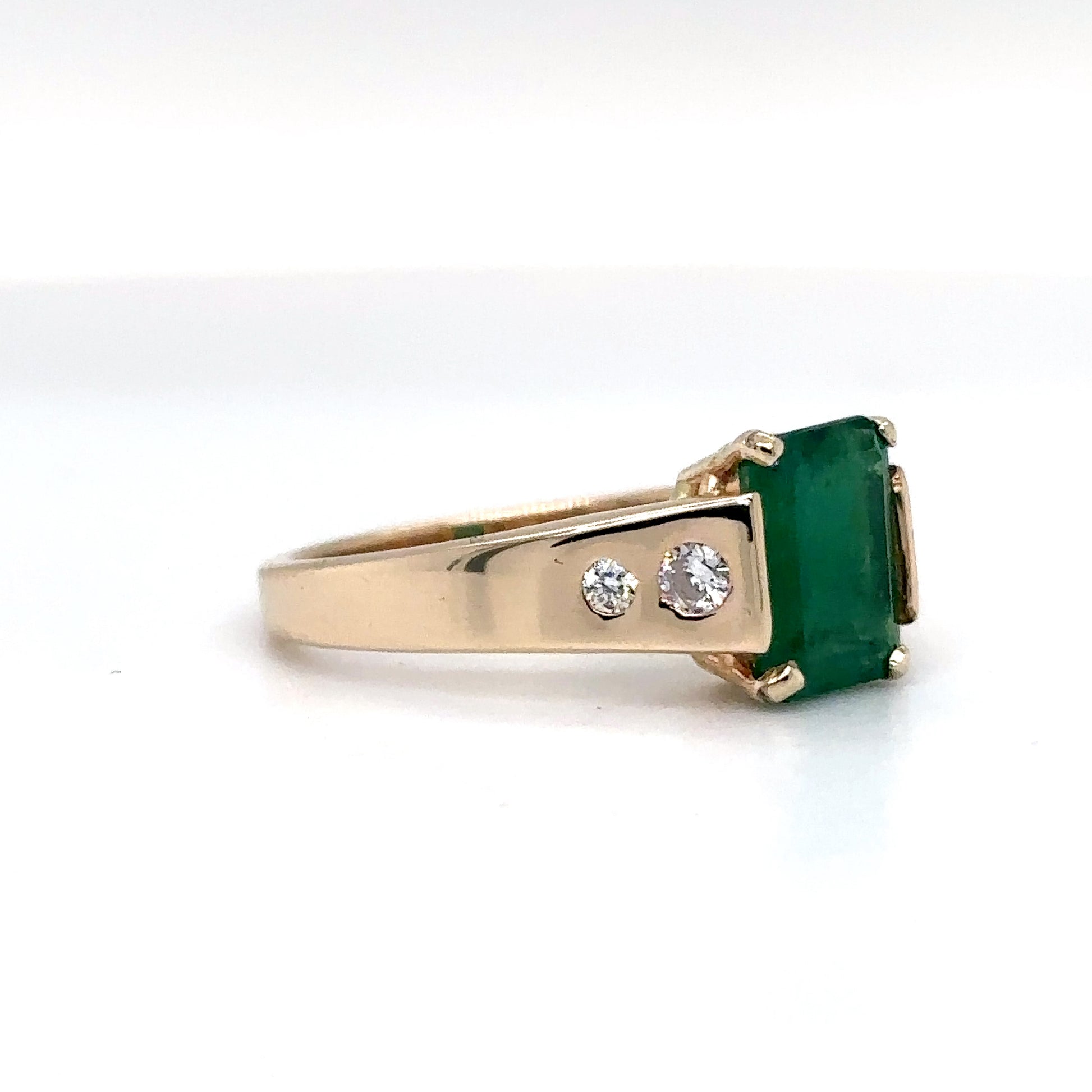 14KY 1.41CT EMERALD-DIAMOND RING "A"- SI/H-I