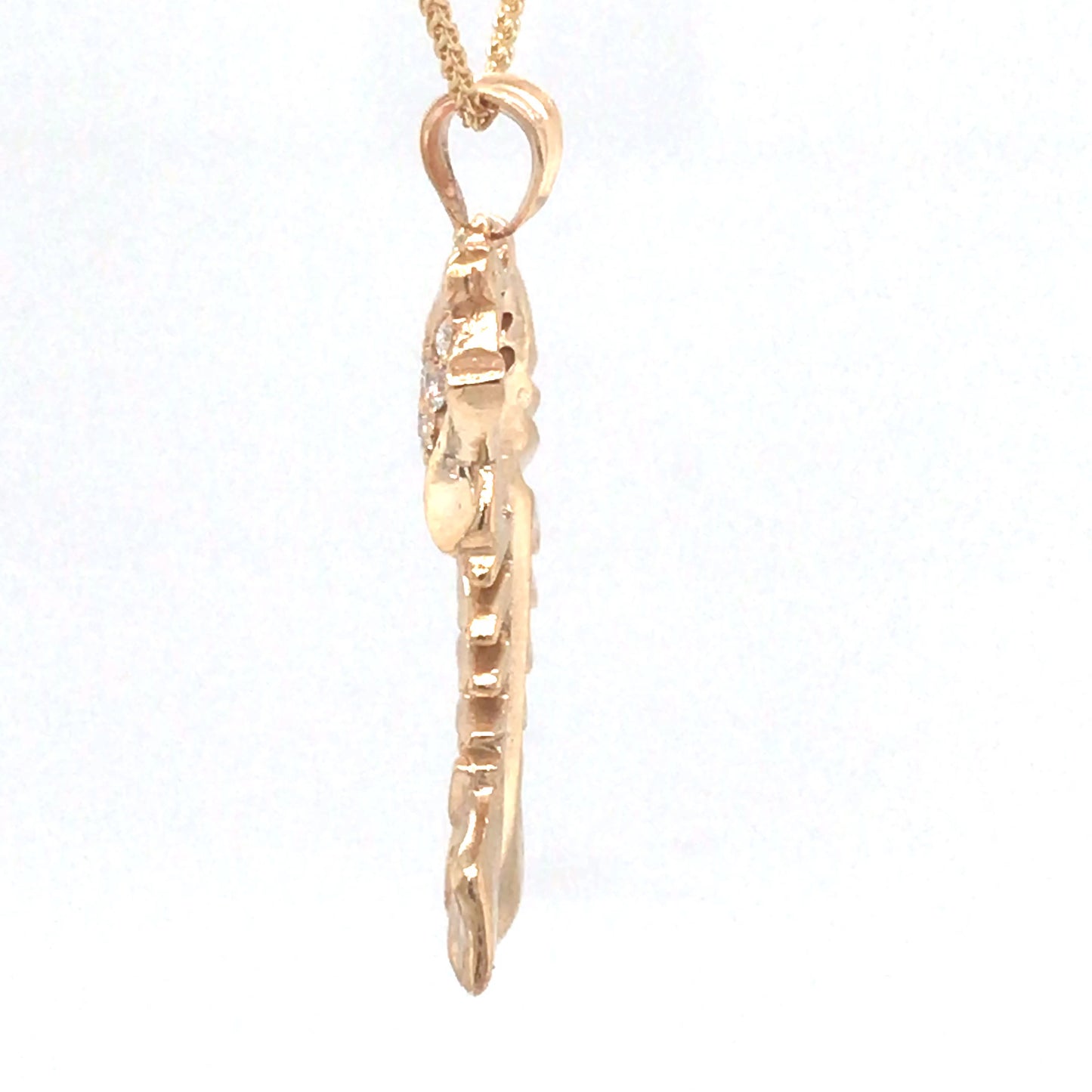 14KY .25CTW PAVE DIAMOND BONEFISH PENDANT 3.8G