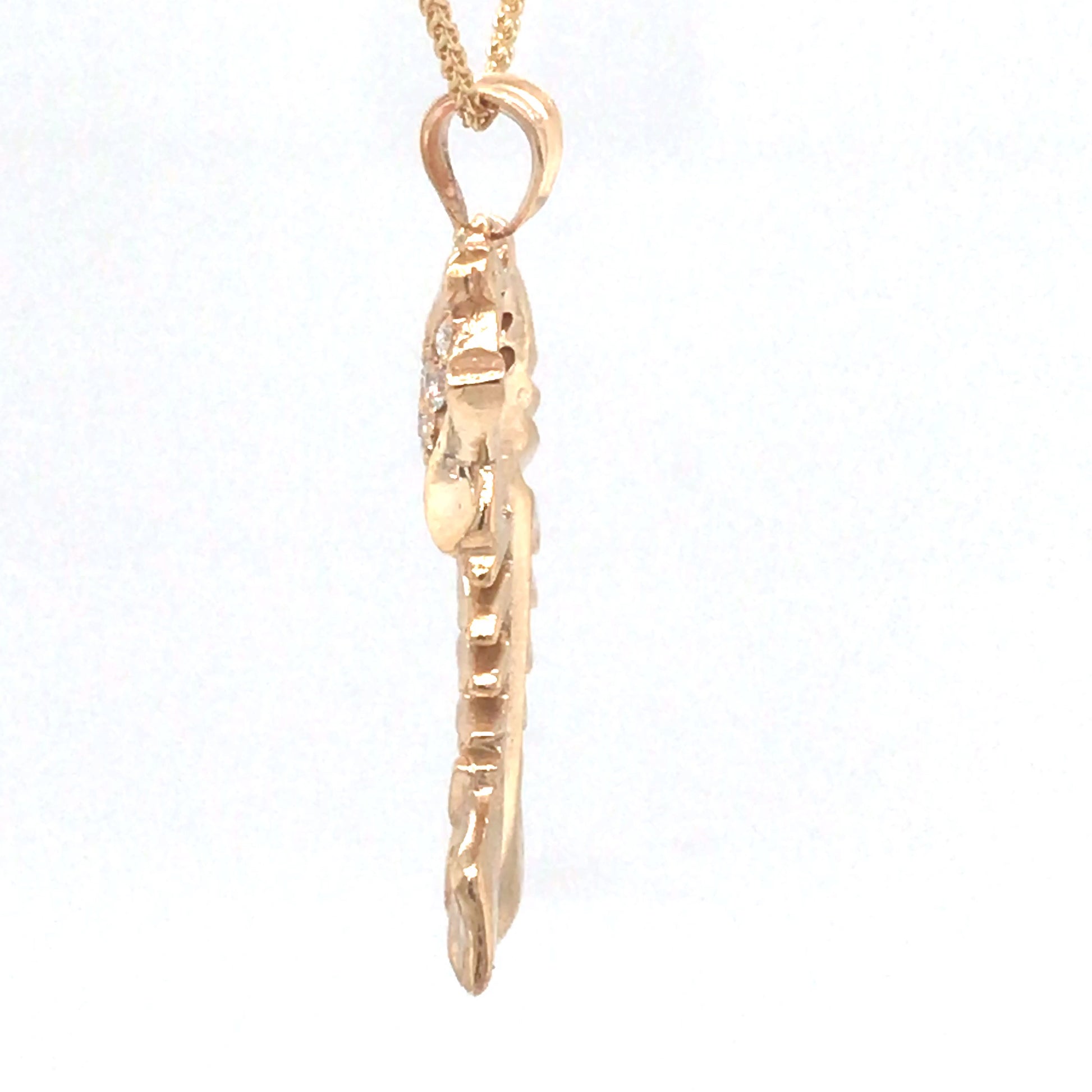 14KY .25CTW PAVE DIAMOND BONEFISH PENDANT 3.8G