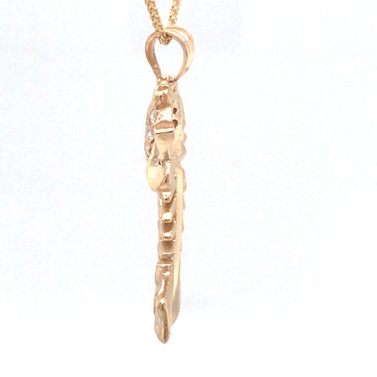 14KY .25CTW PAVE DIAMOND BONEFISH PENDANT 3.8G