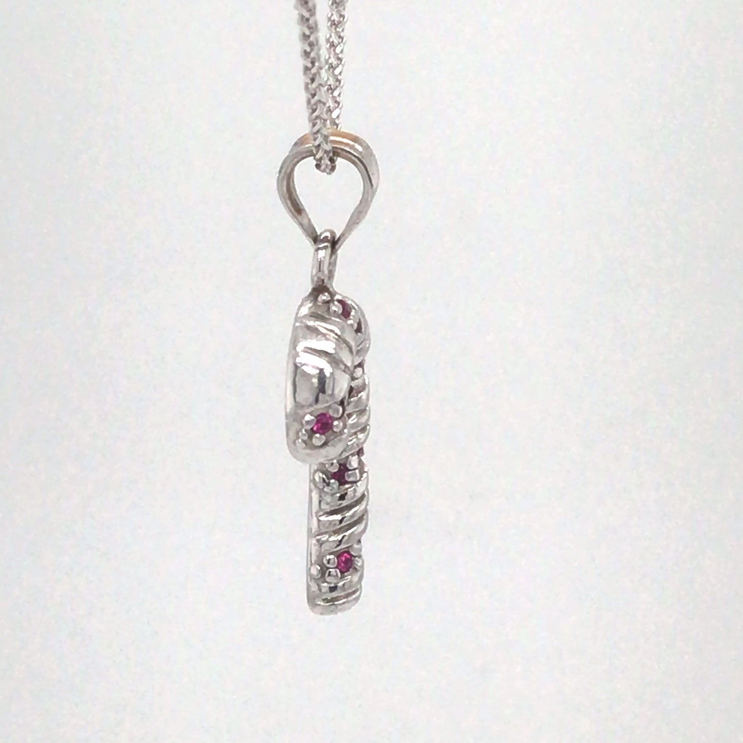 14KW .07CTW RUBY CANDY CANE PENDANT