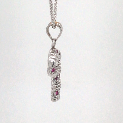 14KW .07CTW RUBY CANDY CANE PENDANT