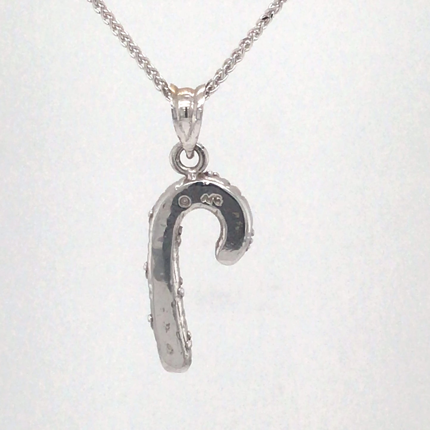 14KW .07CTW RUBY CANDY CANE PENDANT