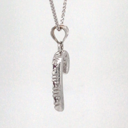 14KW .07CTW RUBY CANDY CANE PENDANT