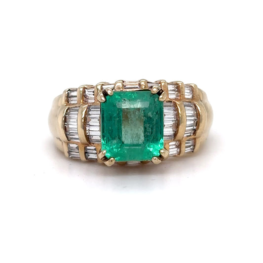 14KY 3.95CTW EMERALD-BAGUETTE DIAMOND RING-Fine Jewelry in Bradenton &amp; Lakewood Ranch, Fl. | Michael &amp; Co. Jewelers