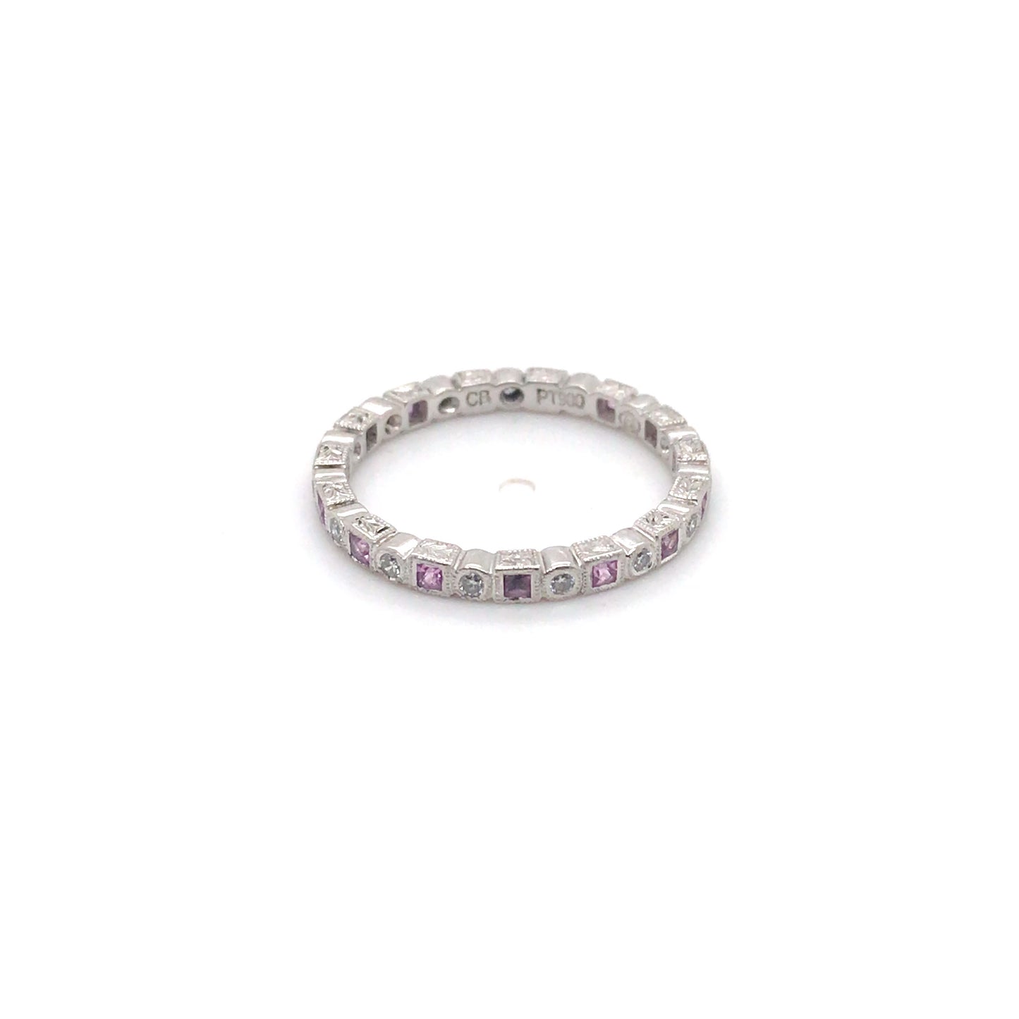 PLAT. 0.44CTW PINK SAPPHIRE-0.22CTW DIAMOND ETERNITY BAND "A+" SI/G-H