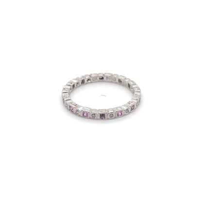 PLAT. 0.44CTW PINK SAPPHIRE-0.22CTW DIAMOND ETERNITY BAND "A+" SI/G-H