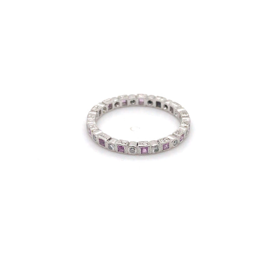 PLAT. 0.44CTW PINK SAPPHIRE-0.22CTW DIAMOND ETERNITY BAND "A+" SI/G-H-Fine Jewelry in Bradenton &amp; Lakewood Ranch, Fl. | Michael &amp; Co. Jewelers