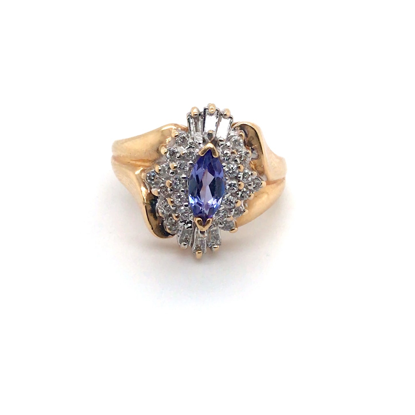 14KY 1.00CTW TANZANITE-DIAMOND RING 5.5G