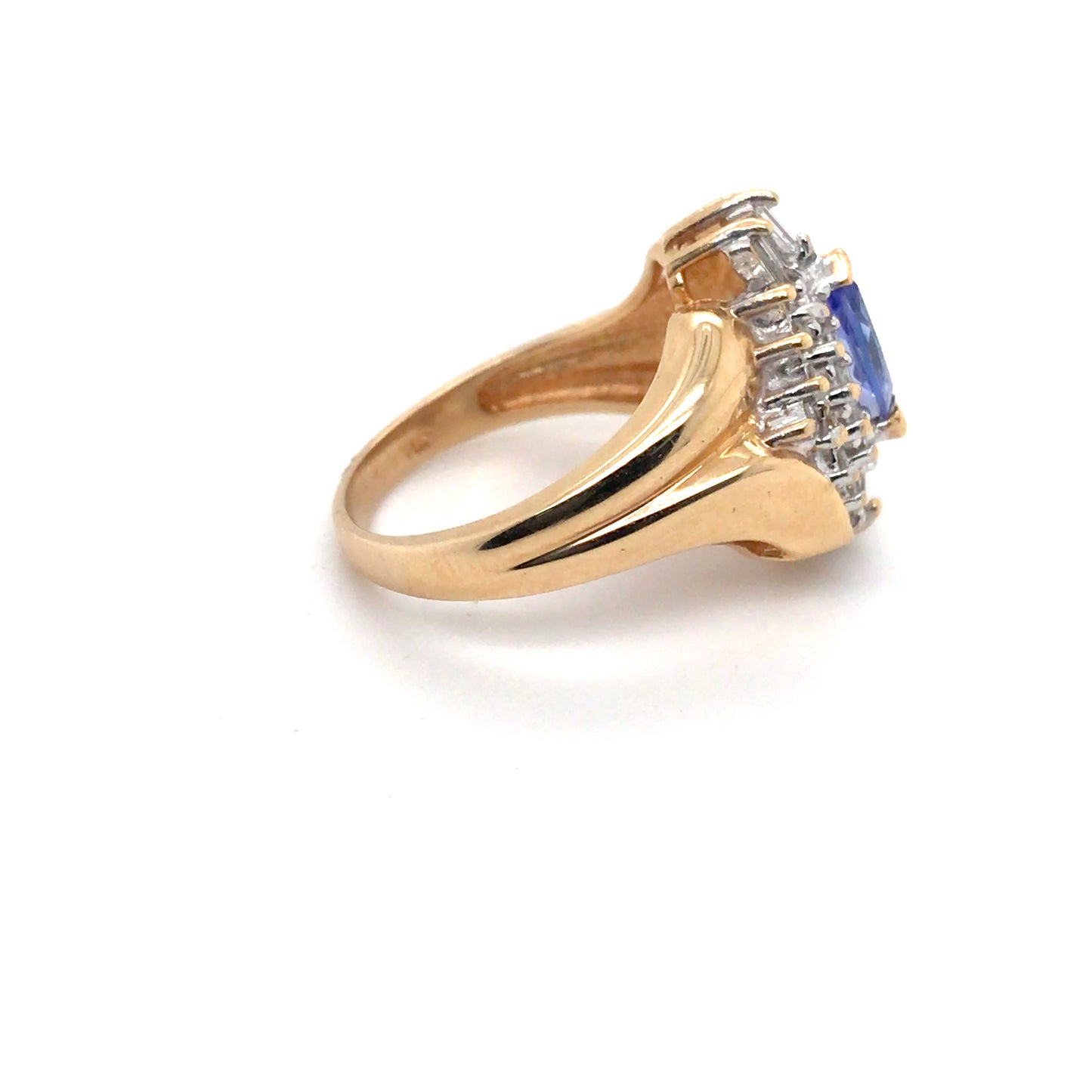 14KY 1.00CTW TANZANITE-DIAMOND RING 5.5G