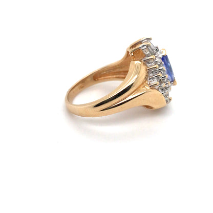 14KY 1.00CTW TANZANITE-DIAMOND RING 5.5G