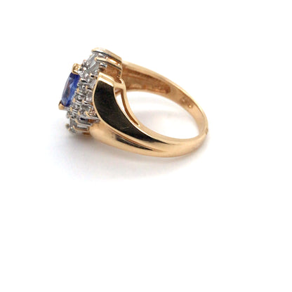 14KY 1.00CTW TANZANITE-DIAMOND RING 5.5G