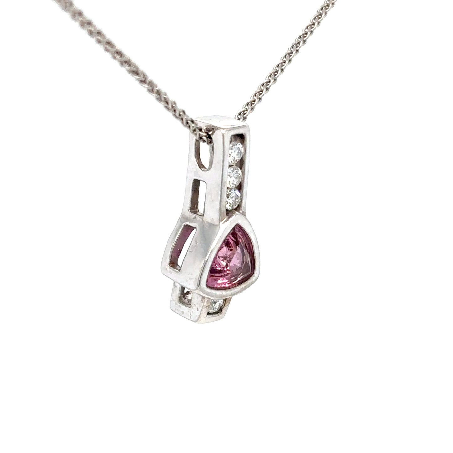 14KW 0.96CTW PINK SAPPHIRE-DIAMOND PENDANT "AA" SI1/G-H