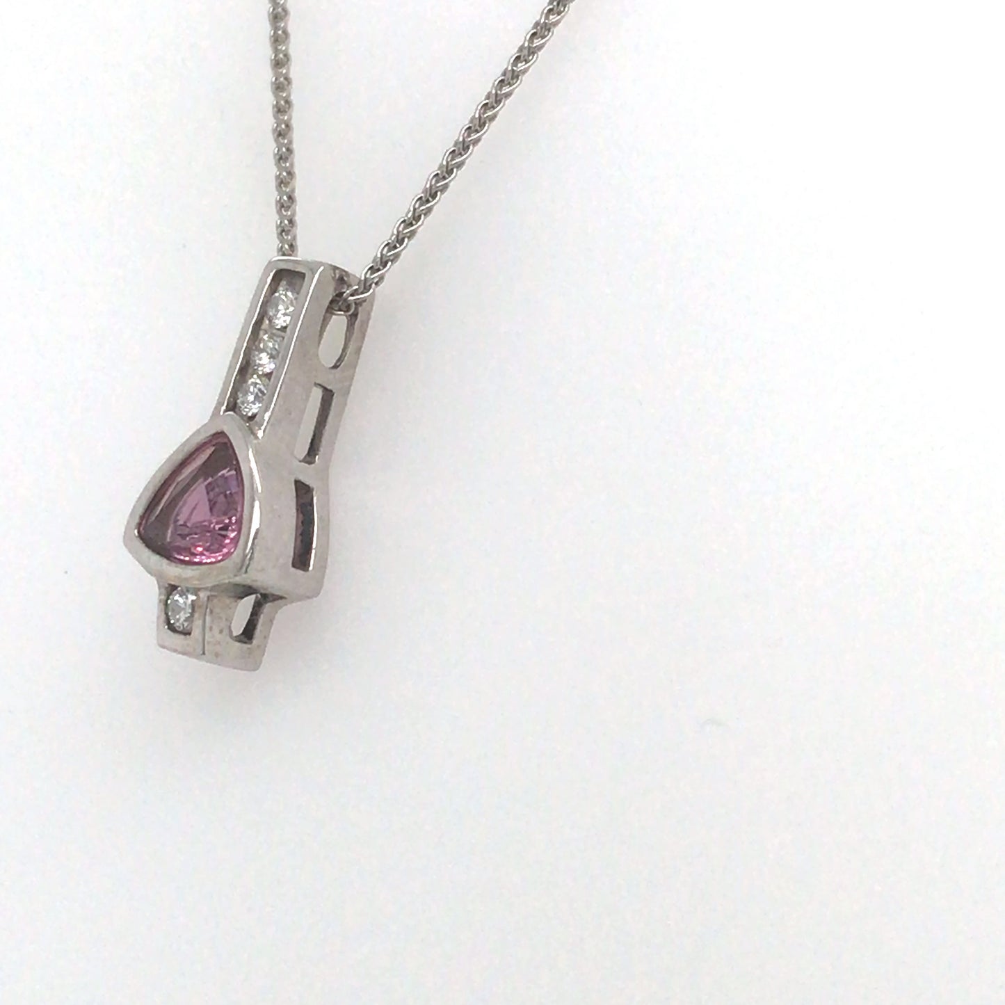 14KW 0.96CTW PINK SAPPHIRE-DIAMOND PENDANT "AA" SI1/G-H