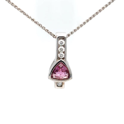 14KW 0.96CTW PINK SAPPHIRE-DIAMOND PENDANT "AA" SI1/G-H