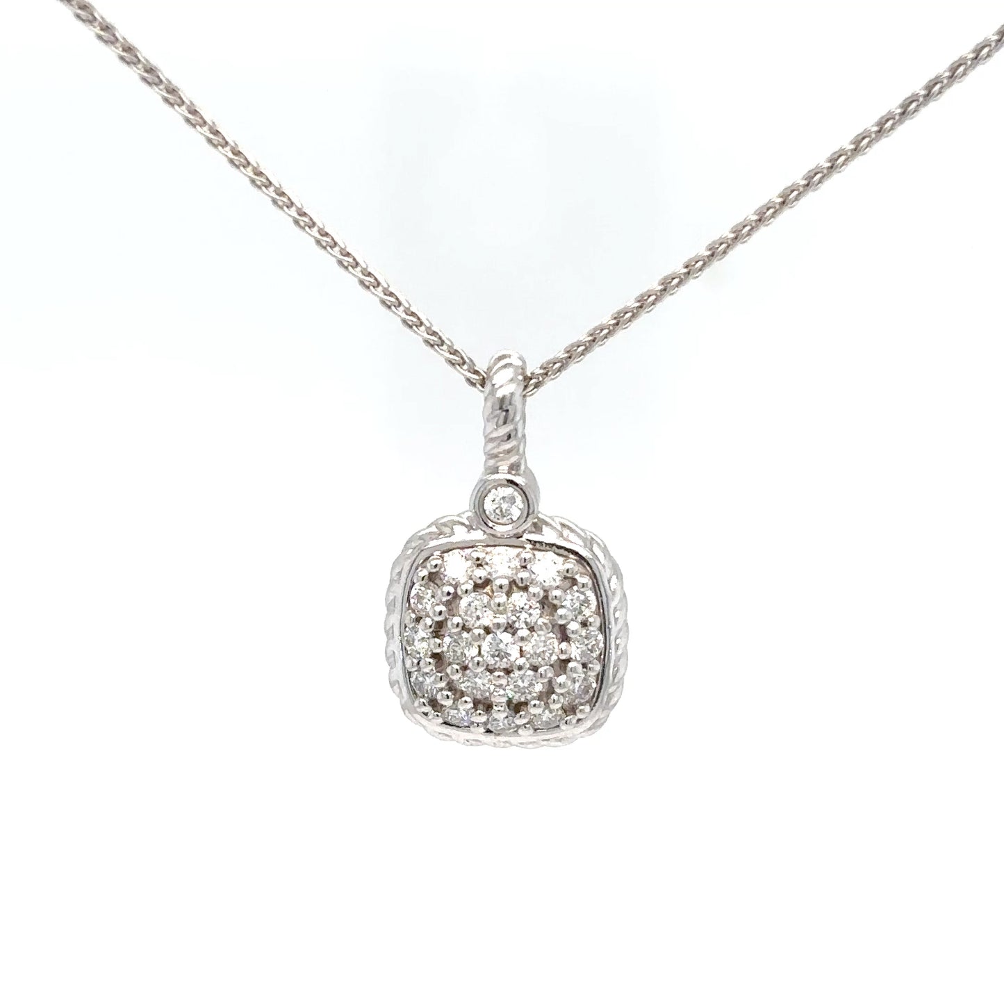 14KW .40CTW CUSHION PAVE DIAMOND PENDANT SI1-G-H 2.8G