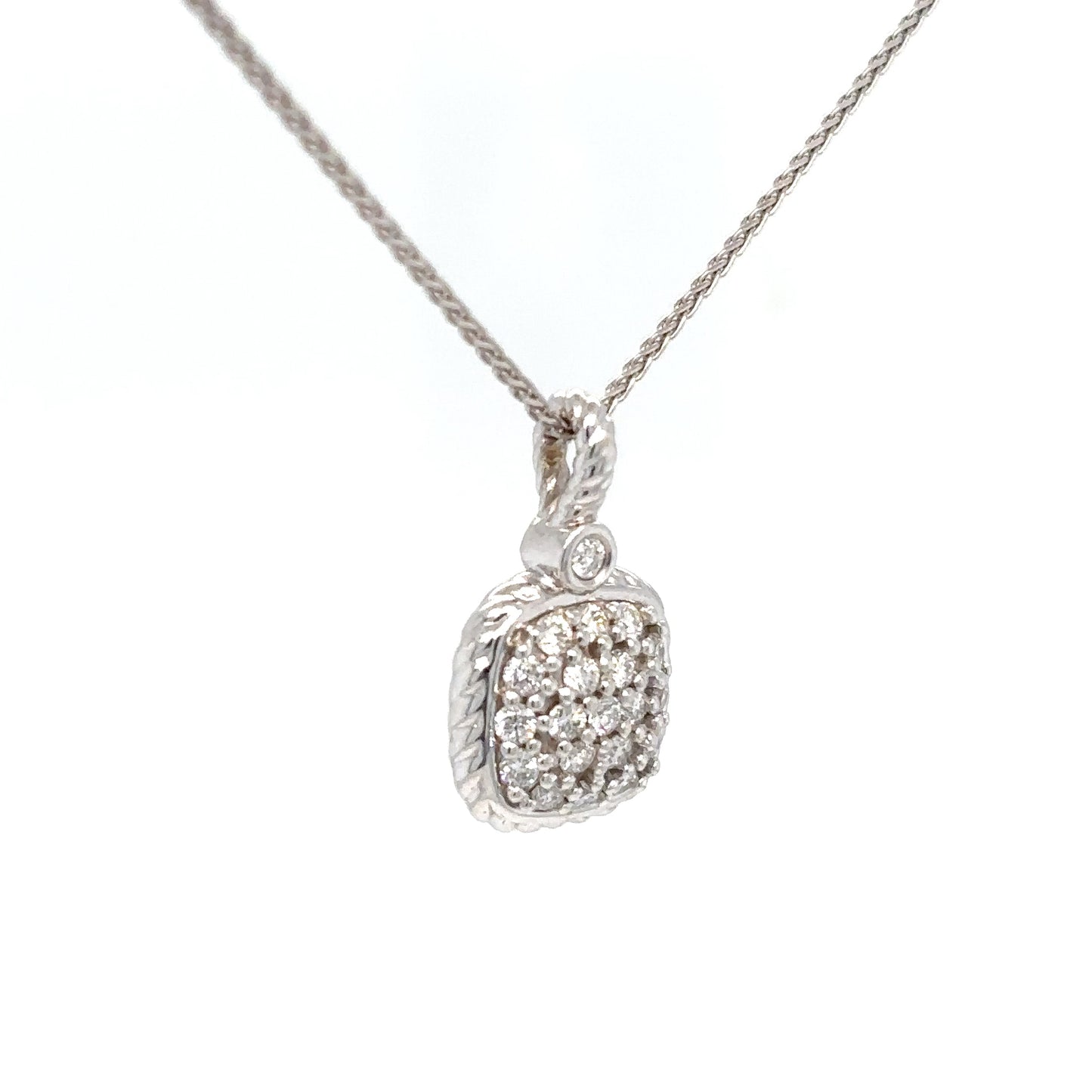 14KW .40CTW CUSHION PAVE DIAMOND PENDANT SI1-G-H 2.8G