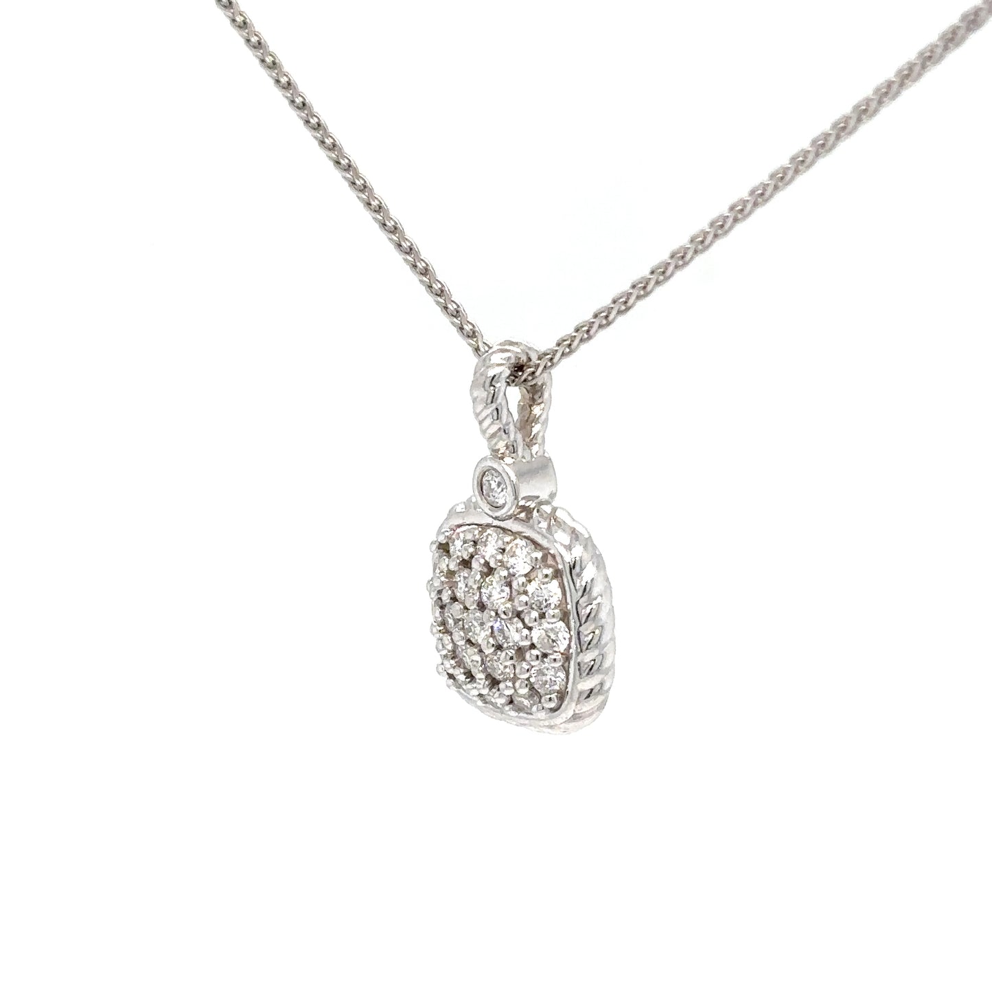 14KW .40CTW CUSHION PAVE DIAMOND PENDANT SI1-G-H 2.8G
