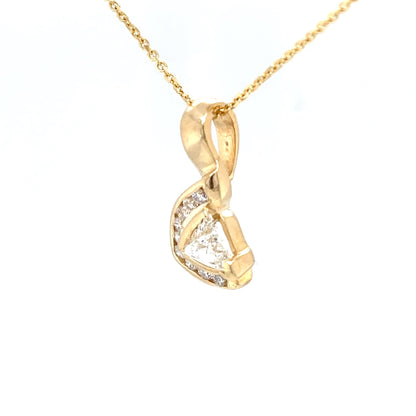 14KY 0.65CTW TRILLION-ROUND DIAMOND PENDANT SI1-G/H 2.4G