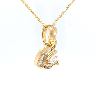 14KY 0.65CTW TRILLION-ROUND DIAMOND PENDANT SI1-G/H 2.4G