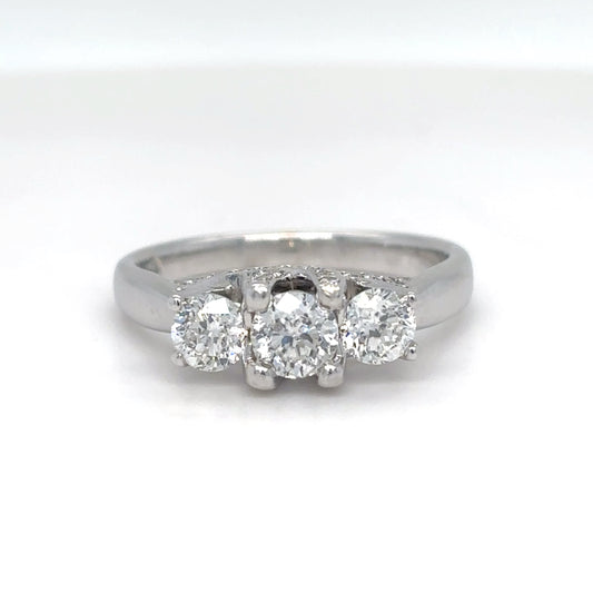 18KW 1.00CTW FANCY THREE ROUND DIAMOND RING SI1/G-H 5.4G-Fine Jewelry in Bradenton &amp; Lakewood Ranch, Fl. | Michael &amp; Co. Jewelers