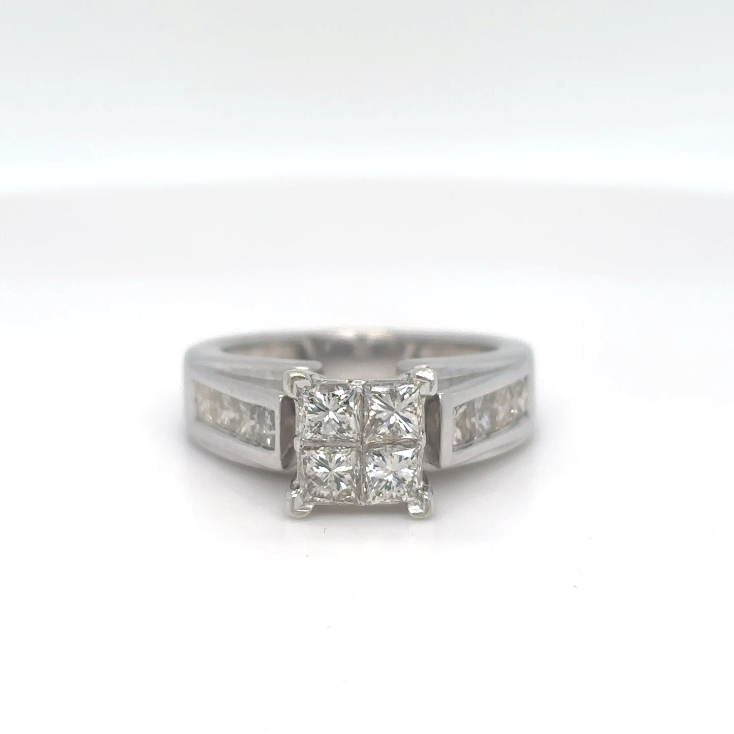 10KW 1.20CTW PRINCESS CUT DIAMOND ENGAGEMENT RING SI2/I-J 4.4G