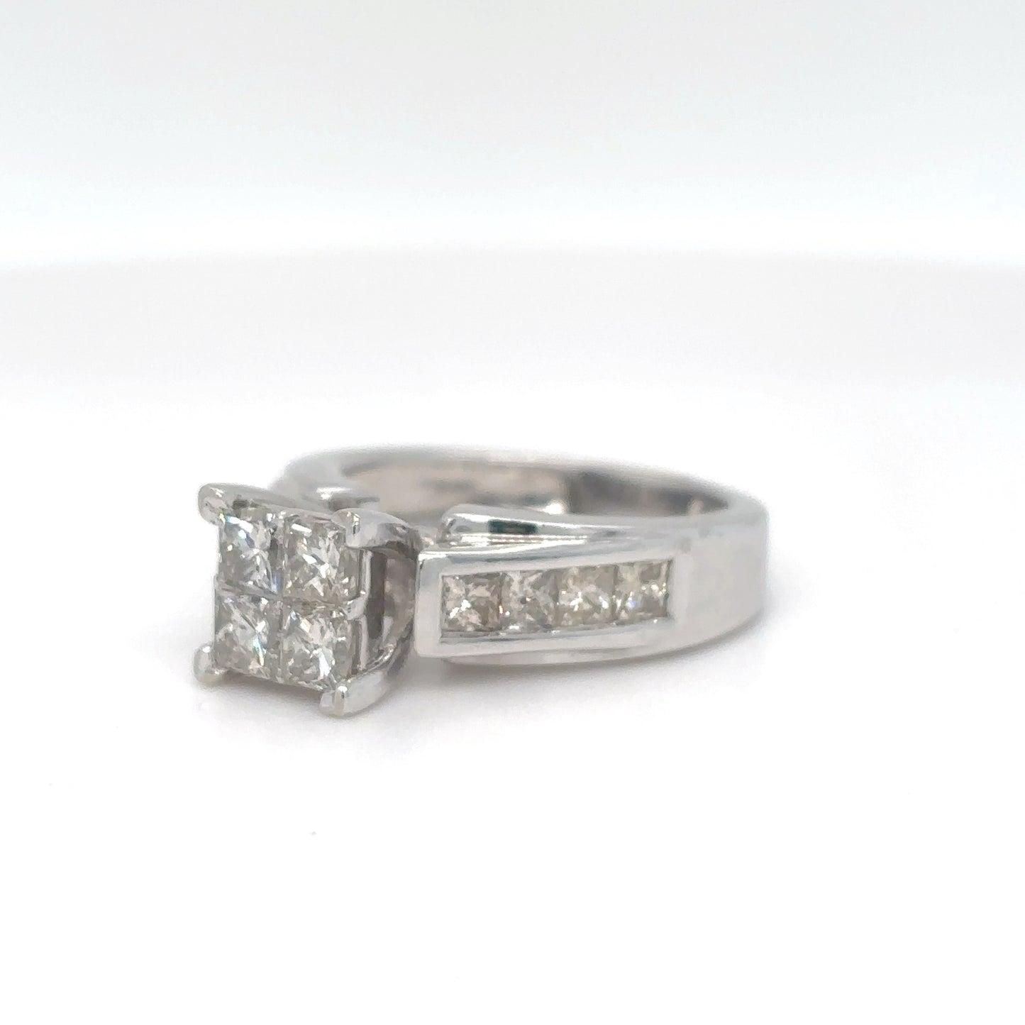 10KW 1.20CTW PRINCESS CUT DIAMOND ENGAGEMENT RING SI2/I-J 4.4G