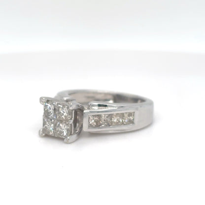10KW 1.20CTW PRINCESS CUT DIAMOND ENGAGEMENT RING SI2/I-J 4.4G