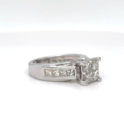 10KW 1.20CTW PRINCESS CUT DIAMOND ENGAGEMENT RING SI2/I-J 4.4G
