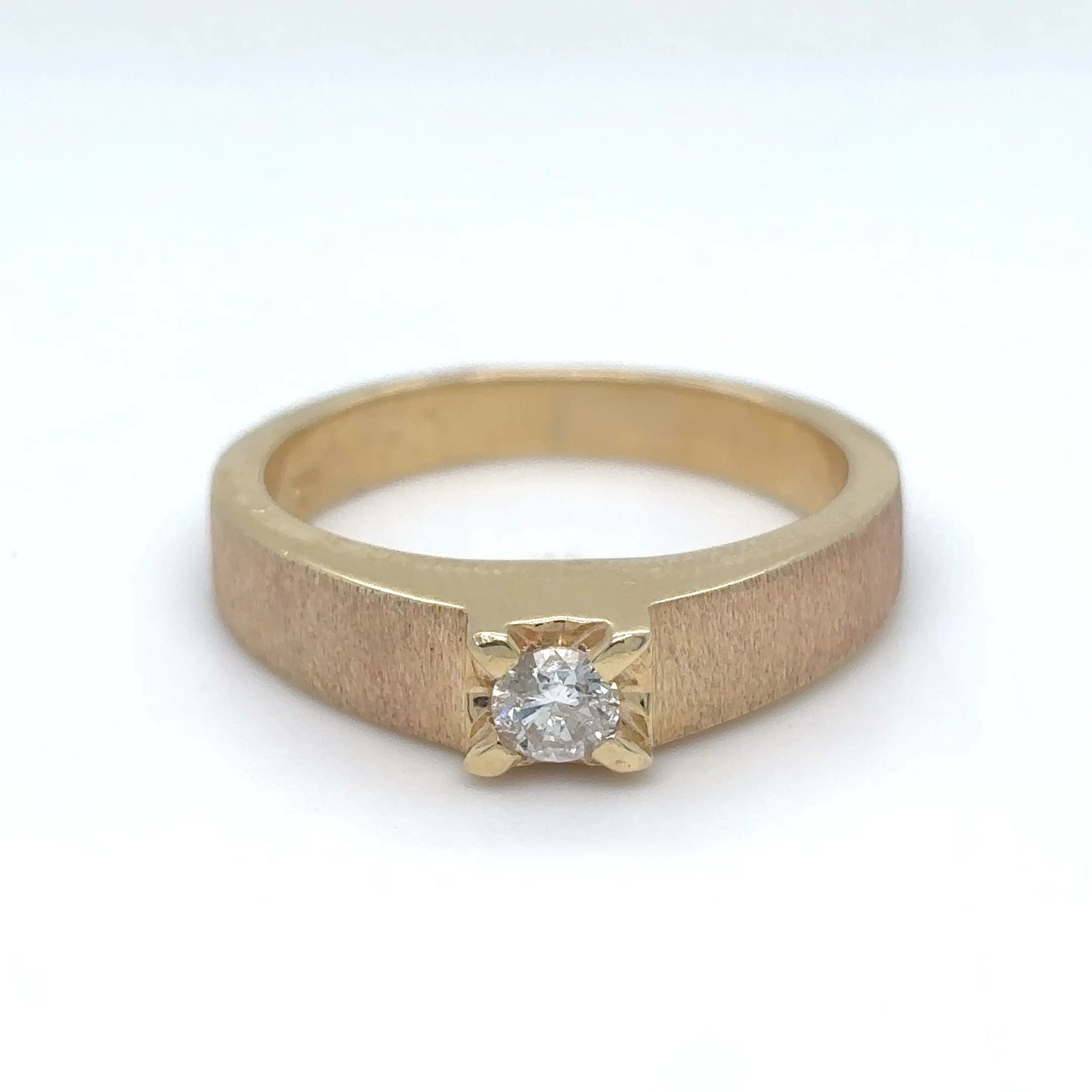 14KY 0.25CT DIAMOND SOLITAIRE RING SI2-H 6.4G